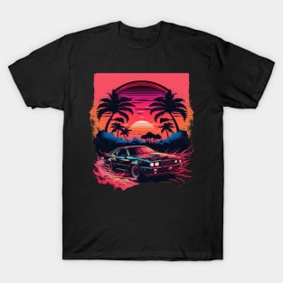 Retro Car in Synthwave Style T-Shirt